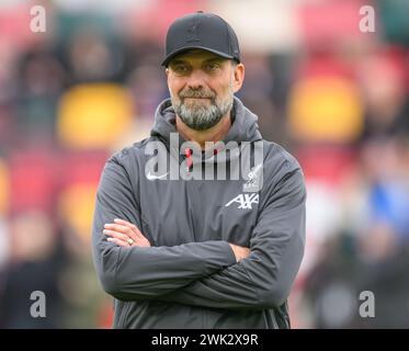 London, Großbritannien. Februar 2024 - Brentford gegen Liverpool - Premier League - GTECH Community Stadium. Liverpool Manager Jurgen Klopp. Bildnachweis: Mark Pain / Alamy Live News Stockfoto