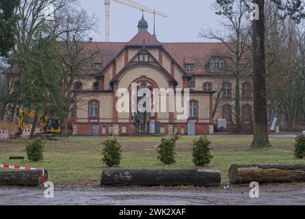 Beelitz, Deutschland - 3. Februar 2024: In Beelitz wurden Hitler und Honecker wegen Verletzungen und Unterhaltszahlungen im Ersten Weltkrieg und in der DDR behandelt Stockfoto