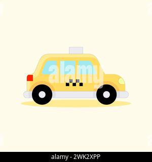 Kunst Illustration Icon flaches Zeichentricklogo Transport Design Symbol Konzept Auto des Taxis Stock Vektor