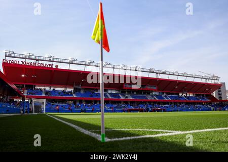 Barcelona, Spanien. Februar 2024. Barcelona, Spanien, 18. Februar 2024: Allgemeiner Blick in das Stadion während des Liga-F-Fußballspiels zwischen dem FC Barcelona und Atletico Madrid im Johan Cruyff Stadion in Barcelona, Spanien (Judit Cartiel/SPP) Credit: SPP Sport Press Photo. /Alamy Live News Stockfoto