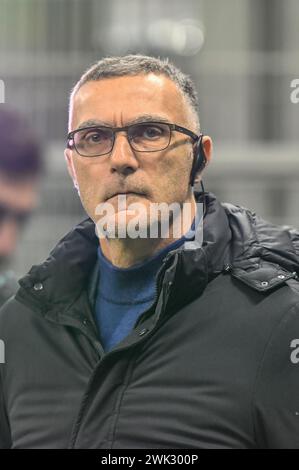 Mailand, Italien. Februar 2024. Der ehemalige Fußballspieler Giuseppe Bergomi sah vor dem Spiel Der Serie A zwischen Inter und Salernitana bei Giuseppe Meazza in Mailand. (Foto: Gonzales Photo - Tommaso Fimiano). Stockfoto