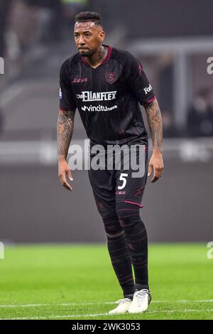 Mailand, Italien. Februar 2024. Jerome Boateng (5) von Salernitana wurde während des Spiels zwischen Inter und Salernitana in Giuseppe Meazza in Mailand gesehen. (Foto: Gonzales Photo - Tommaso Fimiano). Stockfoto