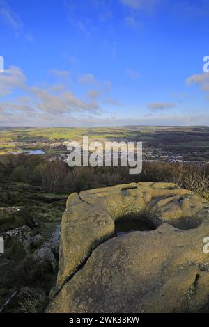 Ein Panoramablick auf Otley City von Surprise View auf dem Chevin Ridge, Yorkshire, England, Großbritannien Stockfoto