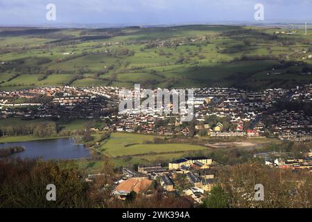 Ein Panoramablick auf Otley City von Surprise View auf dem Chevin Ridge, Yorkshire, England, Großbritannien Stockfoto