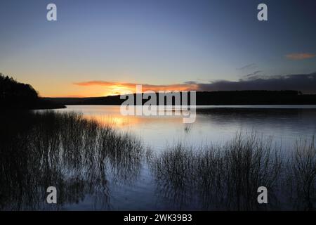 Herbstblick über das Swinsty Reservoir im Washburn Valley westlich von Harrogate Town, Yorkshire Dales National Park, England, Großbritannien Stockfoto