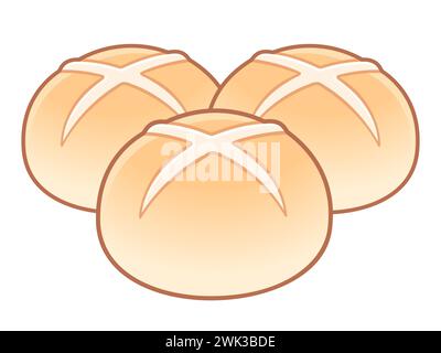 Heißkreuzbrötchen-Zeichnung. Einfache Zeichentrickvektor-Illustration. Stock Vektor