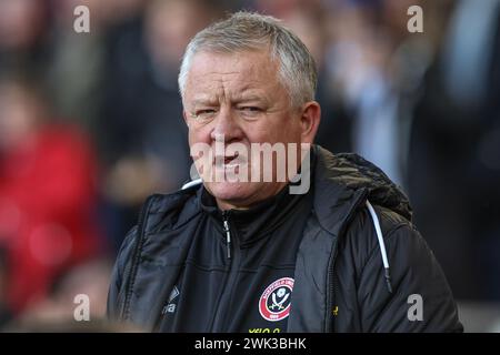 Chris Wilder Manager von Sheffield United während des Premier League Spiels Sheffield United gegen Brighton und Hove Albion in der Bramall Lane, Sheffield, Großbritannien, 18. Februar 2024 (Foto: Mark Cosgrove/News Images) Stockfoto