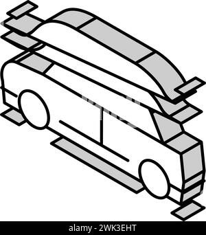 Isometrischer Ikonen-Vektor-Illustration des Aerodynamiktests des Autos Stock Vektor