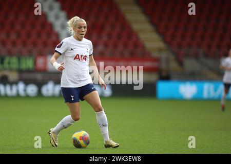 London, England. 18. Februar 2024. Celin Bizet Ildhusøy von Tottenham Hotspur während des Women's Super League Spiels zwischen Tottenham Hotspur und Aston Villa an der Brisbane Road. Quelle: Alexander Canillas/Alamy Live News Stockfoto