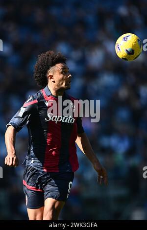 Rom, Italien. Februar 2024. Joshua Zirkzee von Bologna FC in Aktion d Bologna FC im Stadio Olimpico Rom Italien am 18. Februar 2024. Quelle: Nicola Ianuale/Alamy Live News Stockfoto