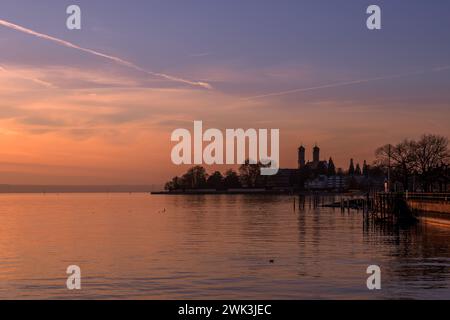 BADEN-WÜRTTEMBERG : FRIEDRICHSHAFEN - SONNENUNTERGANG ÜBER DEM BODENSEE Stockfoto