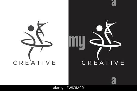 Minimal People dna-Vektor-Logo. Logo. Genetisches und menschliches Logo Stock Vektor