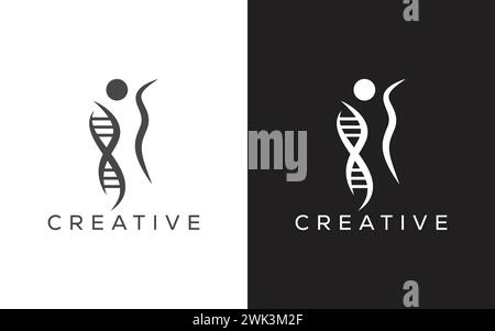 Minimal People dna-Vektor-Logo. Logo. Genetisches und menschliches Logo Stock Vektor