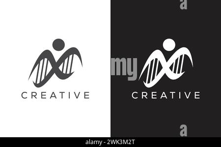 Minimal People dna-Vektor-Logo. Logo. Genetisches und menschliches Logo Stock Vektor