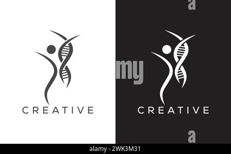 Minimal People dna-Vektor-Logo. Logo. Genetisches und menschliches Logo Stock Vektor