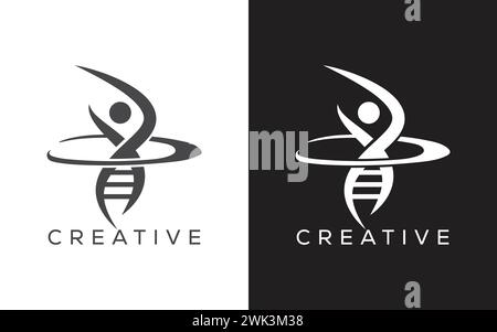Minimal People dna-Vektor-Logo. Logo. Genetisches und menschliches Logo Stock Vektor