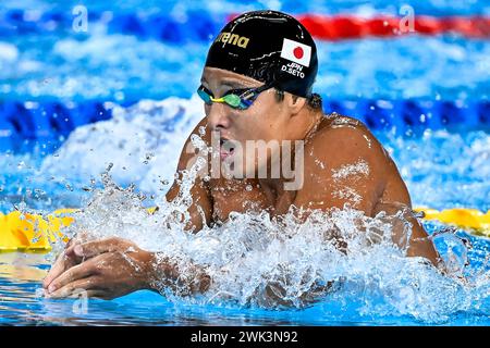 Doha, Katar. Februar 2024. Daiya Seto aus Japan tritt an den schwimmenden 400 m individuellen Medley Men Heats während der 21. Aquatics World Championships im Aspire Dome in Doha (Katar) am 18. Februar 2024 an. Quelle: Insidefoto di andrea staccioli/Alamy Live News Stockfoto