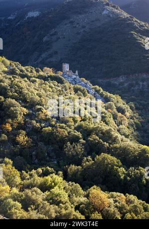 Kitriniaris Tower, eine alte Burgruine auf der Halbinsel Mani auf dem Peloponnes in Griechenland Stockfoto