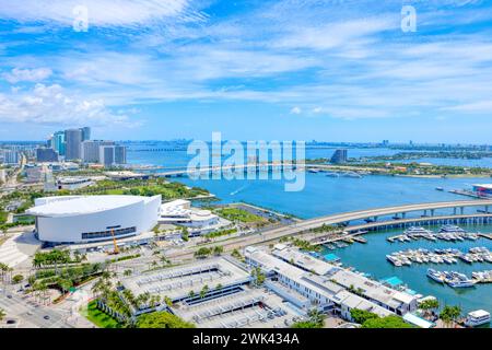 Aus der Vogelperspektive auf Miami Downtown und Brickell, Florida Stockfoto