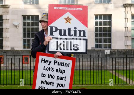 Whitehall, London, Großbritannien. Februar 2024. Protest für die Ukraine in Whitehall, London. Quelle: Matthew Chattle/Alamy Live News Stockfoto