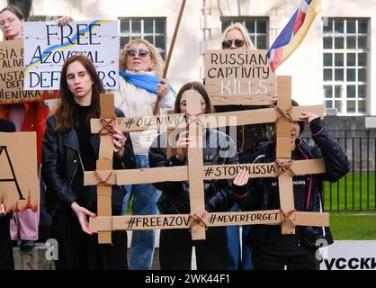 Whitehall, London, Großbritannien. Februar 2024. Protest für die Ukraine in Whitehall, London. Quelle: Matthew Chattle/Alamy Live News Stockfoto