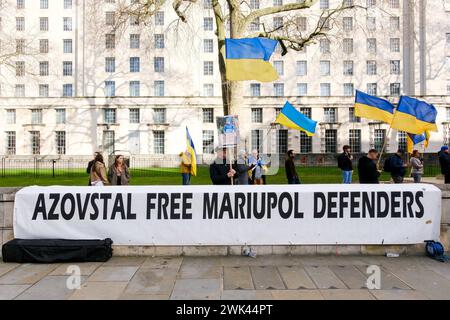 Whitehall, London, Großbritannien. Februar 2024. Protest für die Ukraine in Whitehall, London. Quelle: Matthew Chattle/Alamy Live News Stockfoto