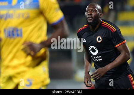 Neapel, Italien. Februar 2024. Romelu Lukaku von AS Roma während des Fußballspiels der Serie A zwischen Frosinone und AS Roma im Benito Stirpe Stadion in Frosinone (Italien), 18. Februar 2024. Quelle: Insidefoto di andrea staccioli/Alamy Live News Stockfoto