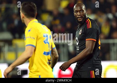 Neapel, Italien. Februar 2024. Romelu Lukaku von AS Roma während des Fußballspiels der Serie A zwischen Frosinone und AS Roma im Benito Stirpe Stadion in Frosinone (Italien), 18. Februar 2024. Quelle: Insidefoto di andrea staccioli/Alamy Live News Stockfoto