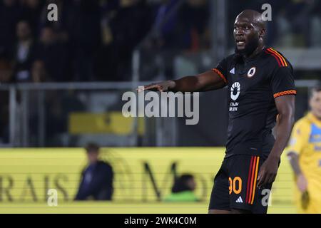 Neapel, Italien. Februar 2024. Foto Alessandro Garofalo/LaPresse 18 febbraio 2024 Frosinone, Italia Sport calcio Frosinone vs Roma - Campionato di calcio Serie A TIM 2023/2024 - stadio Benito Stirpe Nella Foto: Romelu Lukaku (AS Roma); 18. Februar 2024 Frosinone, Italien Sport Fußball Frosinone vs Roma - italienische Fußballmeisterschaft Liga A TIM 2023/2024 - Benito Stirpe Stadion. Auf dem Bild: Romelu Lukaku (AS Roma); Credit: LaPresse/Alamy Live News Stockfoto