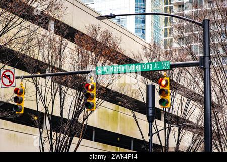 Martin Luther King Straßenschild in Charlotte North Carolina Stockfoto