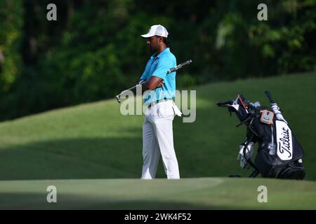 SERDANG - 18. Februar: Khavis Varadan aus Malaysia, dargestellt während der letzten Runde 0f IRS Prima Malaysia Open 2024 im Mines Resort & Golf Club, Serdang, Selangor, Malaysia am 18. Februar 2024. (Foto von Ali Mufti) Credit: Ali Mufti/Alamy Live News Stockfoto