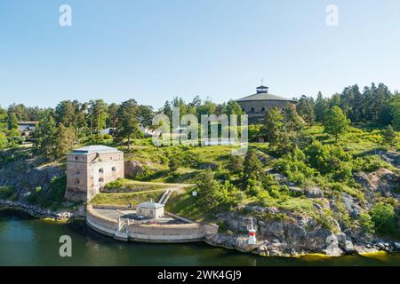 Die Festung Fredriksborg im Archipel von Stockholm Schweden an einem Sommermorgen Stockfoto