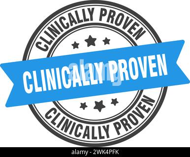 Klinisch bewährter Stempel. Klinisch nachgewiesenes Rundzeichen. Etikett auf transparentem Hintergrund Stock Vektor