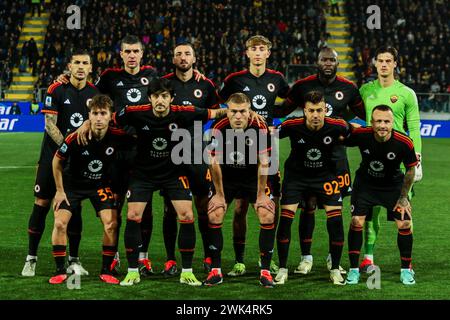 Frosinone, Italien. Februar 2024. AS Roma Team während Frosinone Calcio vs AS Roma, italienische Fußball Serie A Spiel in Frosinone, Italien, 18. Februar 2024 Credit: Independent Photo Agency/Alamy Live News Stockfoto