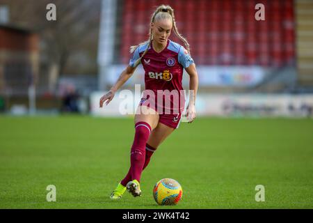 London, England. 18. Februar 2024. Alisha Lehmann von Aston Villa in Aktion während des Women's Super League-Spiels zwischen Tottenham Hotspur und Aston Villa an der Brisbane Road. Quelle: Alexander Canillas/Alamy Live News Stockfoto