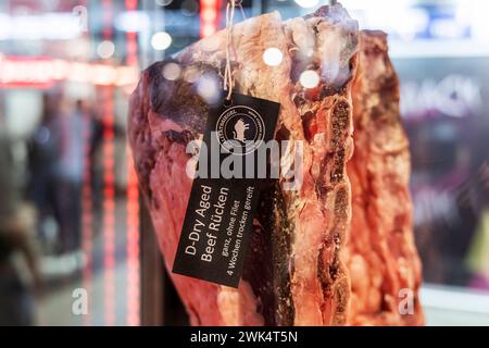 D-Dry Aged Beef Rücken. INTERGASTRA, Leitmesse für Hotellerie und Gastronomie mit mehr als 1,200 Ausstellenden, größter Branchentreffpunkt in Deutschland. Fachmesse mit den Schwerpunkten Food, Küche, Einrichtung und Tischkultur und Speiseeis. // 05.02.2024: Stuttgart, Baden-Württemberg, Deutschland. *** D Dry Aged Beef Back INTERGASTRA, Leitmesse der Hotel- und Gastronomie-Branche mit über 1.200 Ausstellern, größter Branchentreff in Deutschland Fachmesse mit Schwerpunkt Lebensmittel, Küche, Möbel, Geschirr und Eis 05 02 2024 Stuttgart, Baden Württemberg, Deutschland Stockfoto