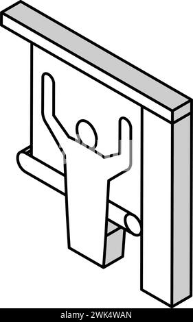 Reparieren Sie Mann klebende Tapete auf Wand isometrische Icon Vektor Illustration Stock Vektor