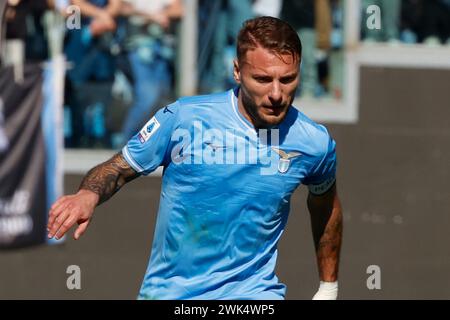Ciro immobile of Latium spielt am 18. Februar 2024 beim Fußballspiel SS Lazio – Bologna FC Stadio Olimpico in Rom. Stockfoto