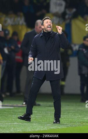 Stadio Benito Stirpe, Frosinone, Italien. Februar 2024. Serie A Football; Frosinone gegen Roma; Eusebio Di Francesco Coach von Frosinone Credit: Action Plus Sports/Alamy Live News Stockfoto