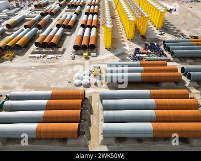 Stahlfundamente einer Windturbine, Niederlande Stockfoto