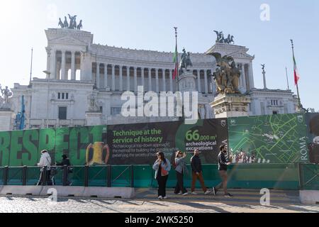 Rom, Italien. Februar 2024. Ansicht des Vittoriano Palace auf der Piazza Venezia in Rom (Foto: © Matteo Nardone/Pacific Press Via ZUMA Press Wire) NUR ZUR REDAKTIONELLEN VERWENDUNG! Nicht für kommerzielle ZWECKE! Stockfoto