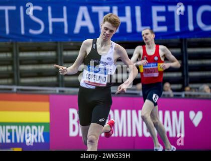 17/18. Februar 2024, Utilita National Indoor Arena, Birmingham, Großbritannien. Veranstaltung: 2024 Leichtathletikmeisterschaften in Großbritannien. Bildunterschrift: Piers Copeland - Mens 1500m Champion. Bild: Mark Dunn / Alamy Live News (Sport) Stockfoto