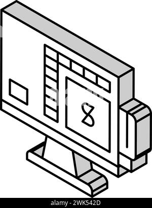 Shop Self-Service POS Terminal Computer Isometrische Icon Vektor Illustration Stock Vektor