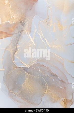 Luxuriöse Alkoholtinte. Struktur aus flüssigem Marmor. Moderner abstrakter Marmorhintergrund. Stockfoto