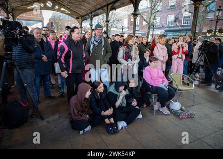 Ein Jahr Mahnwache von Brianna Ghey, einem 16-jährigen britischen Transgender-Mädchen, wurde bei einem vorsätzlichen Angriff von Scarlett Jenkinson und Eddie Ratcliff ermordet Stockfoto