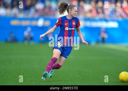 Barcelona, Esp. Februar 2024. FC BARCELONA GEGEN ATLETICO DE MADRID. 18. Februar 2024 Caroline Graham (10) vom FC Barcelona während des Spiels zwischen dem FC Barcelona und Atletico de Madrid, das dem 18. Tag der La Liga F im Johan Cruyff Stadium in Barcelona entspricht, am 18. Februar 2024. Quelle: Rosdemora/Alamy Live News Stockfoto