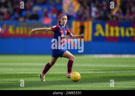 Barcelona, Esp. Februar 2024. FC BARCELONA GEGEN ATLETICO DE MADRID. 18. Februar 2024 Aitana Bonmatí (14) des FC Barcelona während des Spiels zwischen dem FC Barcelona und Atletico de Madrid, das dem 18. Tag der La Liga F im Johan Cruyff Stadium in Barcelona entspricht, am 18. Februar 2024. Quelle: Rosdemora/Alamy Live News Stockfoto