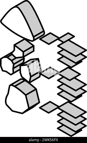 Eigenschaften der isometrischen Iconvektorillustration des Steins Stock Vektor