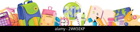 Vektorrandsatz mit Schulbedarf Stock Vektor