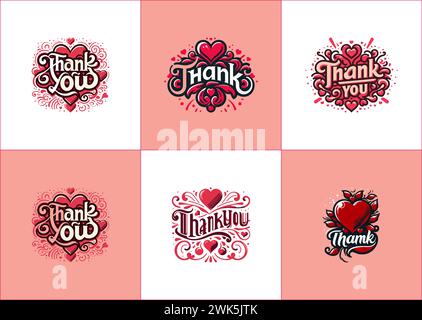 Danke Titel mit Red Hearts Stock Vektor